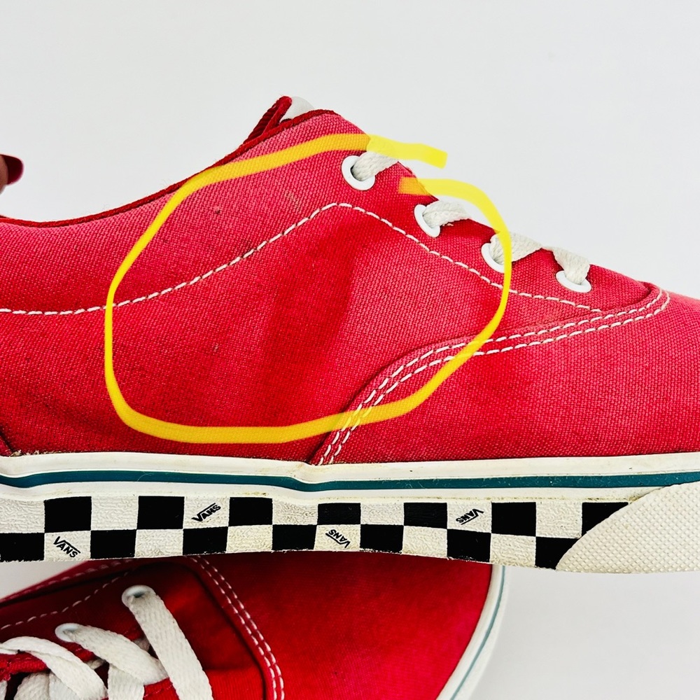 ***SOLD***Vans Old Skool Red Canvas Check Side Wall Lace Up Low Top Unisex Big B - Picture 15 of 15